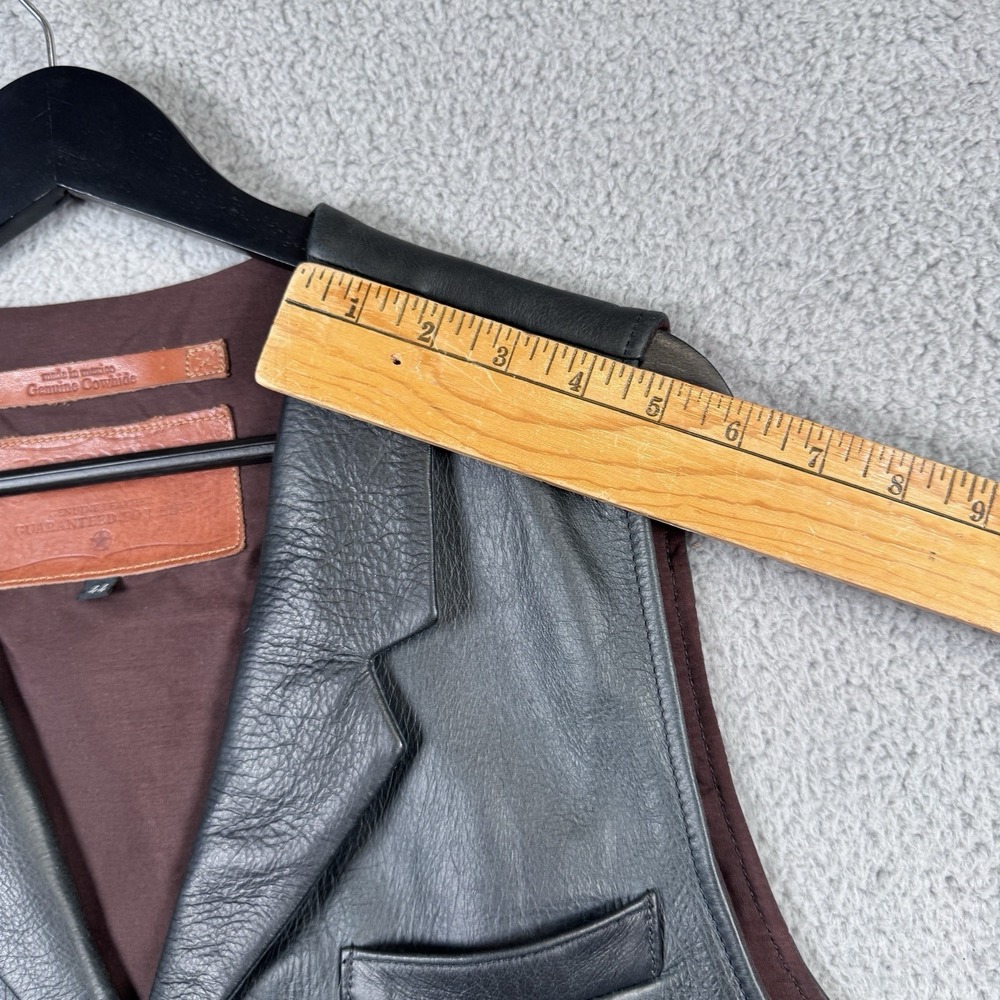 Coronado Leather Vest Mens 44 Black Cowhide Concealed Carry Buffalo Snap Biker - Picture 13 of 16